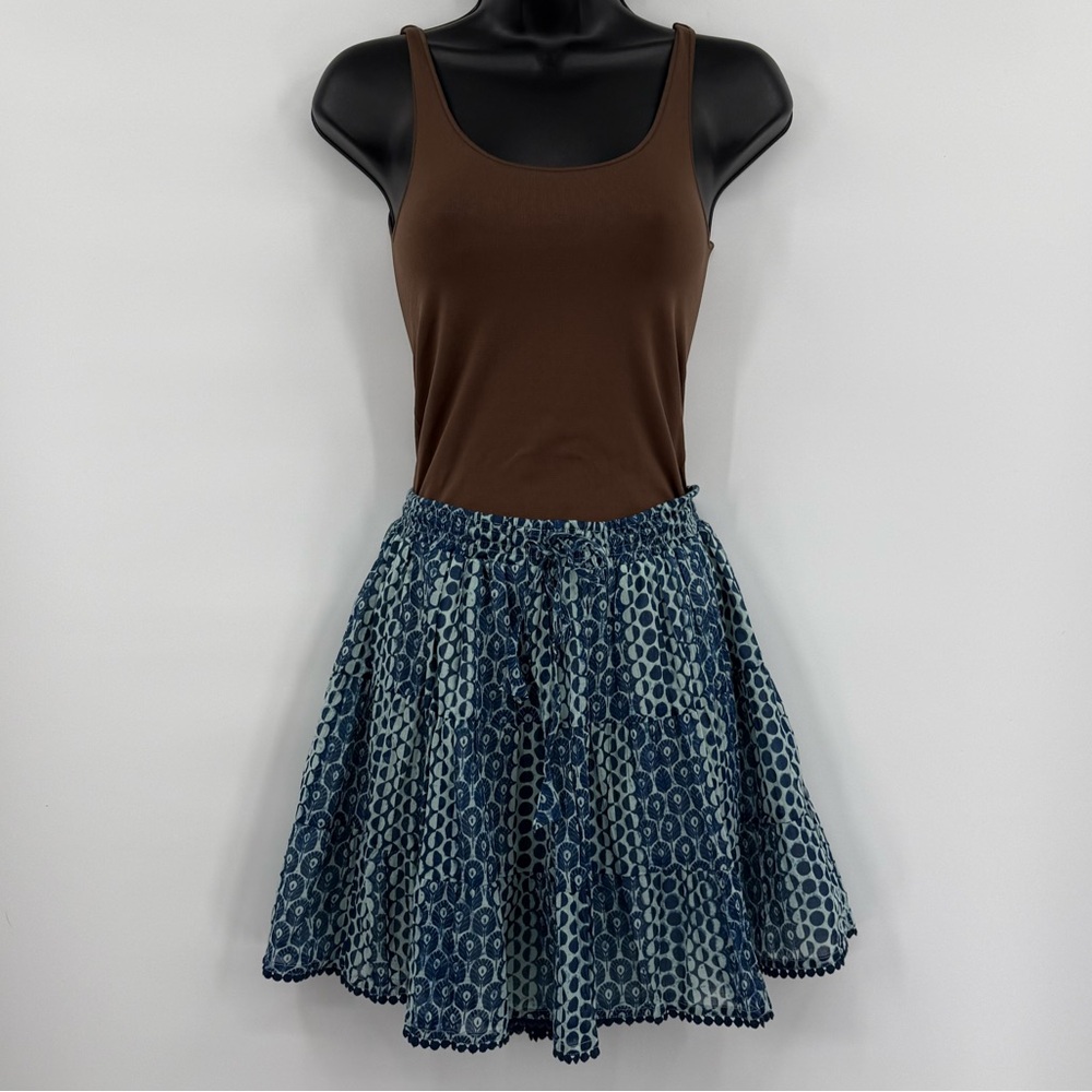 Blue Patterned Mini Skirt - Picture 2 of 6